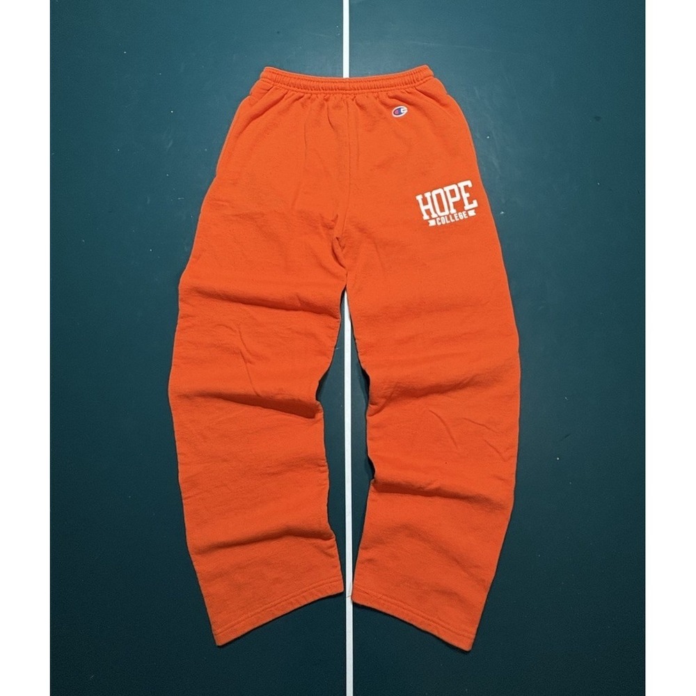 Hope College Champion‎ Sweatpants Men's Small Orange Warm Up Fleece Lined